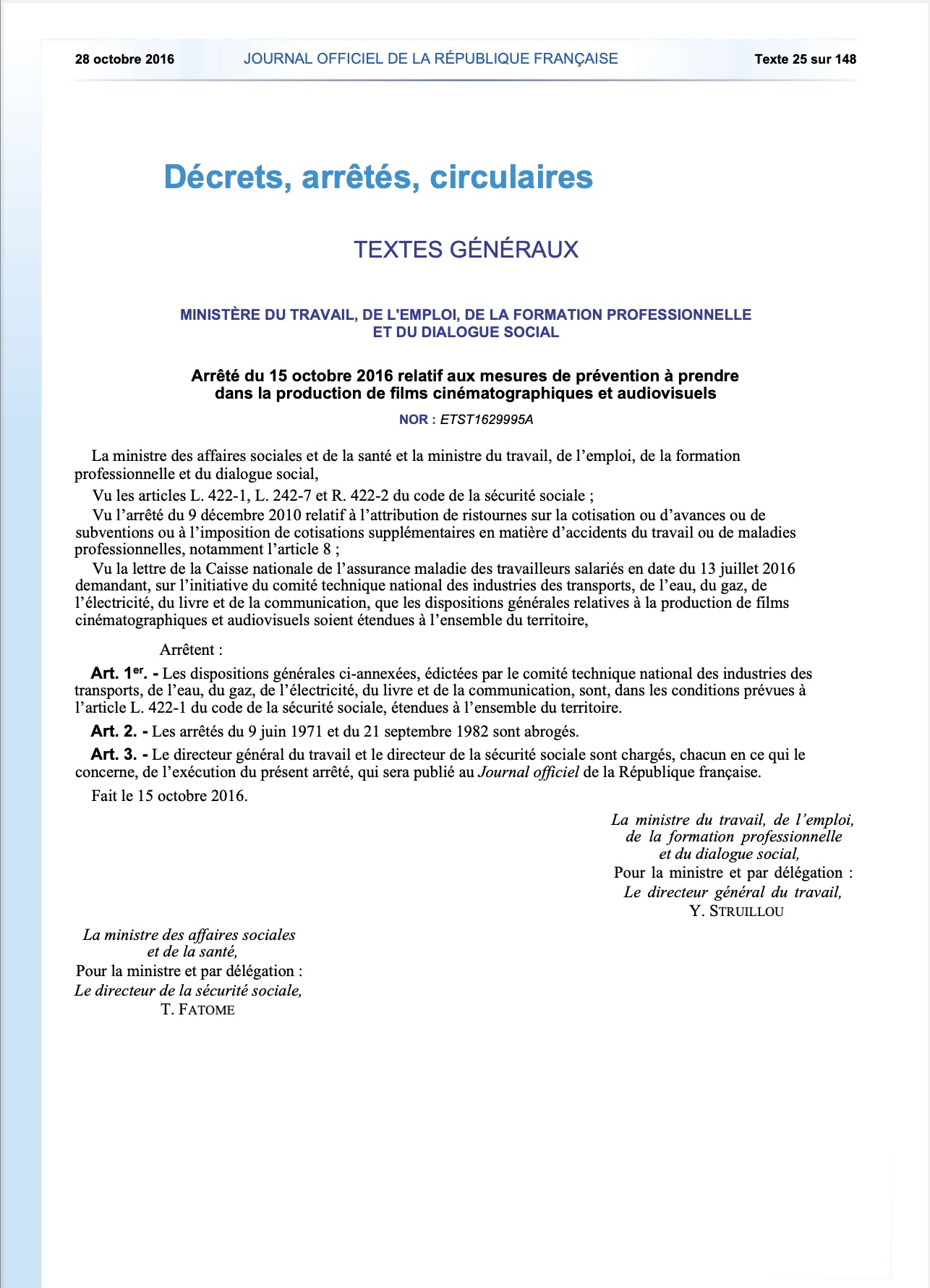 Dispositions générales de sécurité