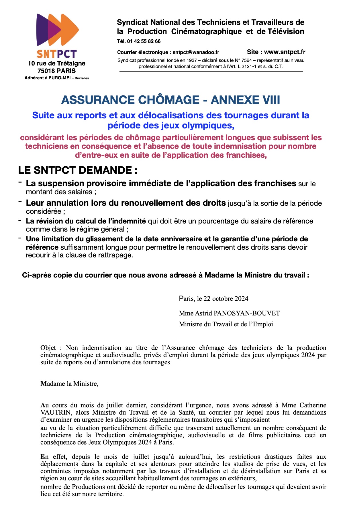 Annexe VIII : Suspensions des franchises sur le montant des salaires !